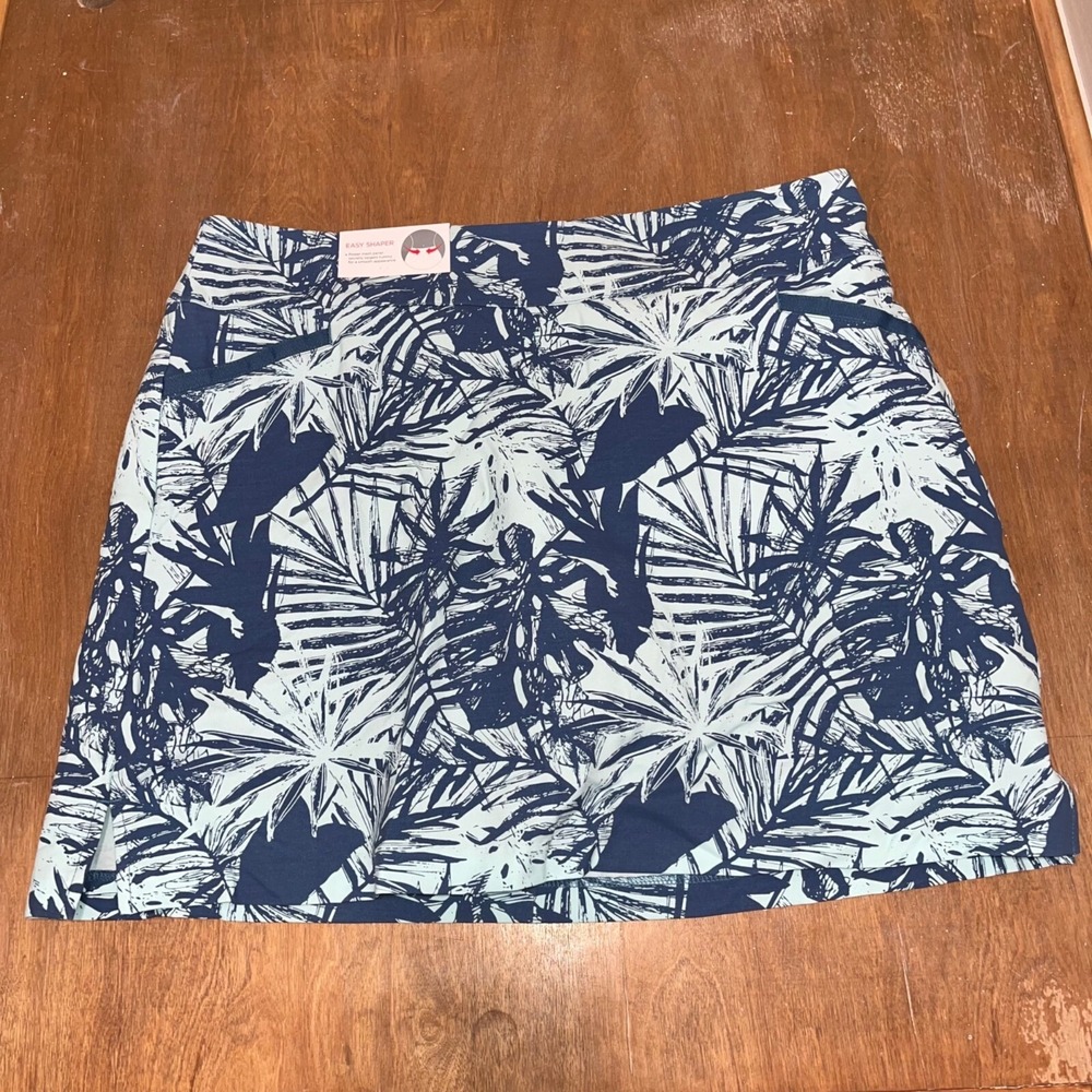 Lady Hogan Tropical‎ Blue Palm Golf Skort Easy Shaper NWT XXL HydroDri Fabri